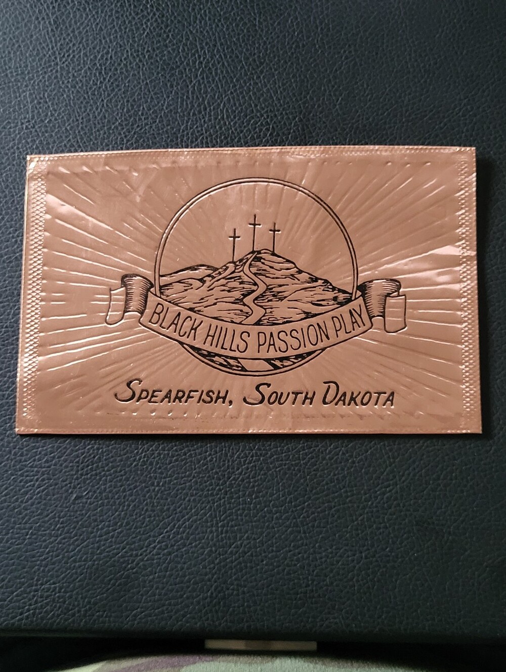 Vintage Gregorian Copper Postcard Black Hills Passion Play Spearfish SD Unused
